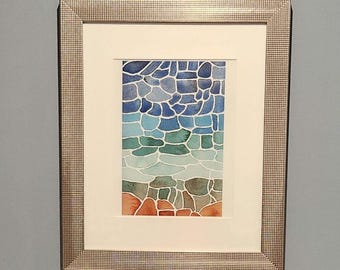 Lake Watercolor Art Print: Abstract Landscape Wall Decor