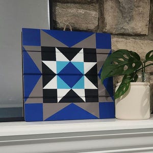 Hand-Painted Evil Eye Star Barn Quilt – 10&quot;x10&quot; Decorative Wall Plaque