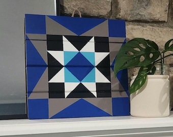 Hand-Painted Evil Eye Star Barn Quilt – 10"x10" Decorative Wall Plaque