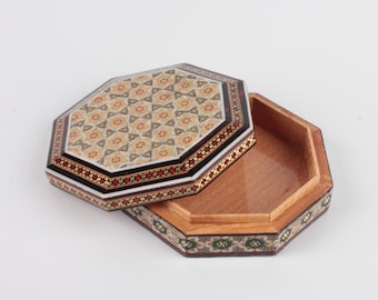 Persian Khatam Jewelry Box: Handmade Octagonal Trinket Box