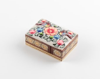 Handmade Persian Khatam Wooden Box: Mini Jewelry Storage, Hand-Painted Art