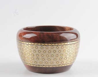 Handmade Persian Khatam Walnut Bowl | Wooden Candy Jar | Luxury Decorative Bowl | Unique Oriental Gift