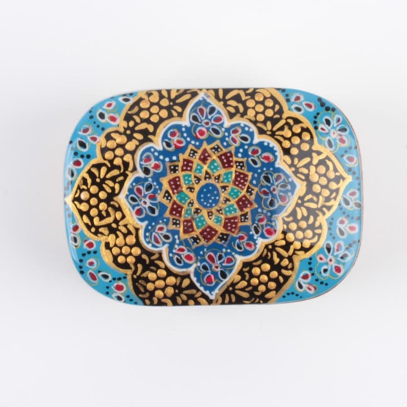 Handmade Trinket Box: Gold Inlay Persian Khatam Wooden Jewelry Box image 7