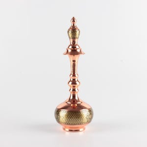 Handmade Khatam Copper Perfume Bottle: Persian Art Decor (20cm)