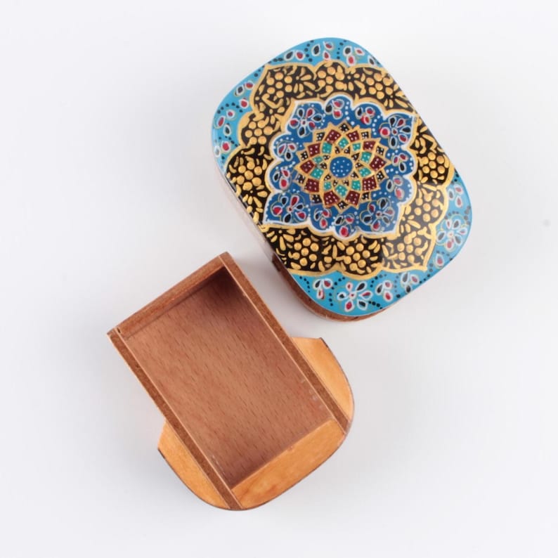 Handmade Trinket Box: Gold Inlay Persian Khatam Wooden Jewelry Box image 5