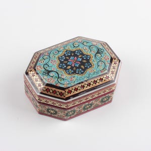 Mini portagioie in Khatam persiano fatto a mano / Piccolo portaoggetti in legno / Lussuoso ricordo con intarsi in oro / Regalo orientale unico