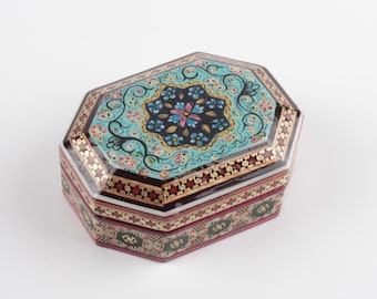 Handmade Persian Khatam Jewelry Box: Gold Inlay Keepsake Trinket
