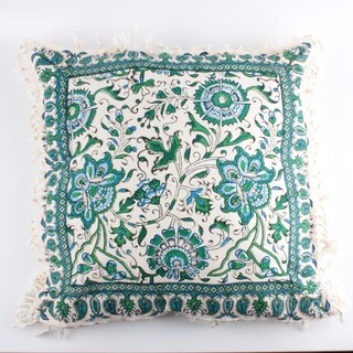 Federa Per Cuscino 40x40 Cm In Cotone Con Stampa A Blocchi Fatta A Mano – Cerniera Invisibile, Ideale Per Divano, Letto E Arredamento Stile Colonico