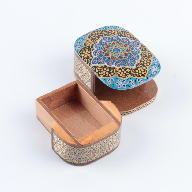 Handmade Trinket Box: Gold Inlay Persian Khatam Wooden Jewelry Box image 3