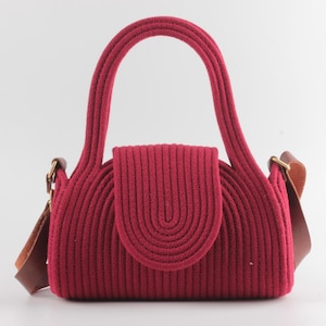 Handmade Woven Straw Bag with Wooden Handle | Natural Rope Purse | Boho Summer Bag | Eco-Friendly Handbag | Unique Gift for Her