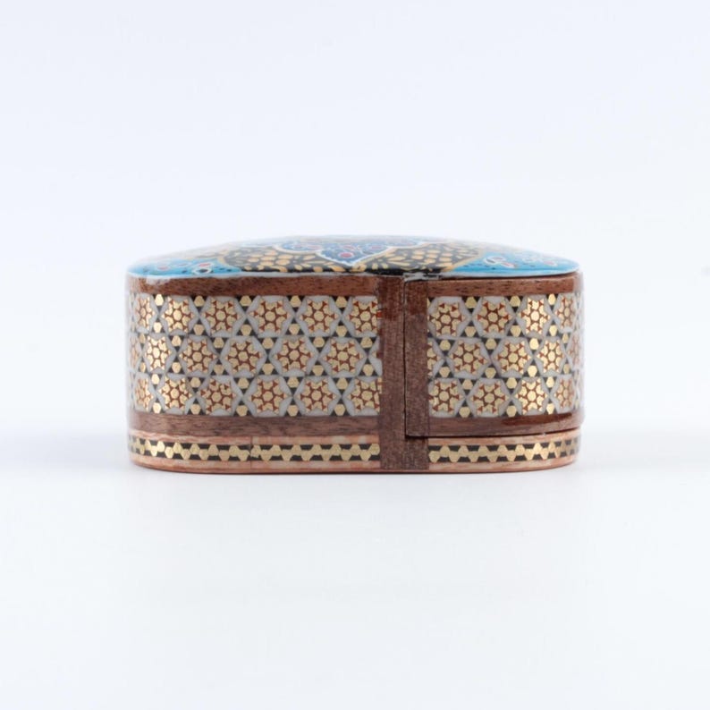 Handmade Trinket Box: Gold Inlay Persian Khatam Wooden Jewelry Box image 6