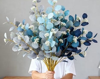 45 Blue Leaves 3 Artificial Branches