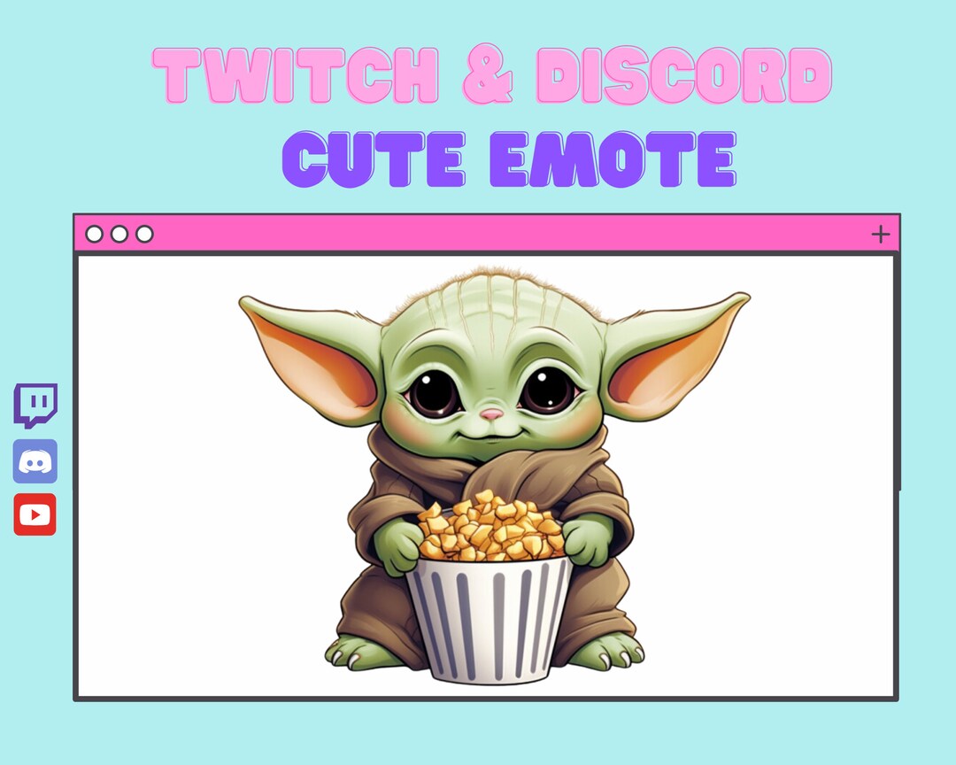 Baby Yoda Eating Popcorn Grogu Star Wars Inspired Cute Twitch/discord