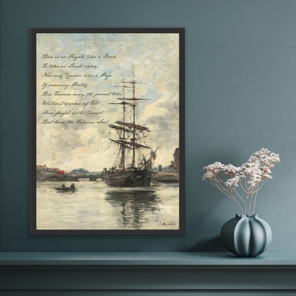 There is No Frigate Like a Book | Emily Dickinson | poetry | wall hanging | printable art | poster | neutral décor | digital download