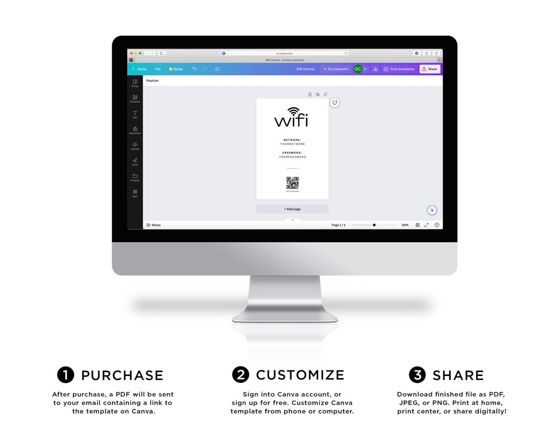 Wifi Printable, QR Code Sign, QR Wifi, Wifi Password Sign Printable ...