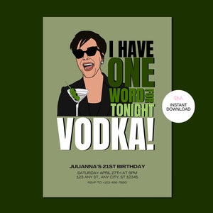 Martini 21esimo download digitale modello di invito di compleanno, Kris Jenner, carta Martini personalizzabile, Canva, Vodka, Dirty Martini, Kardashian