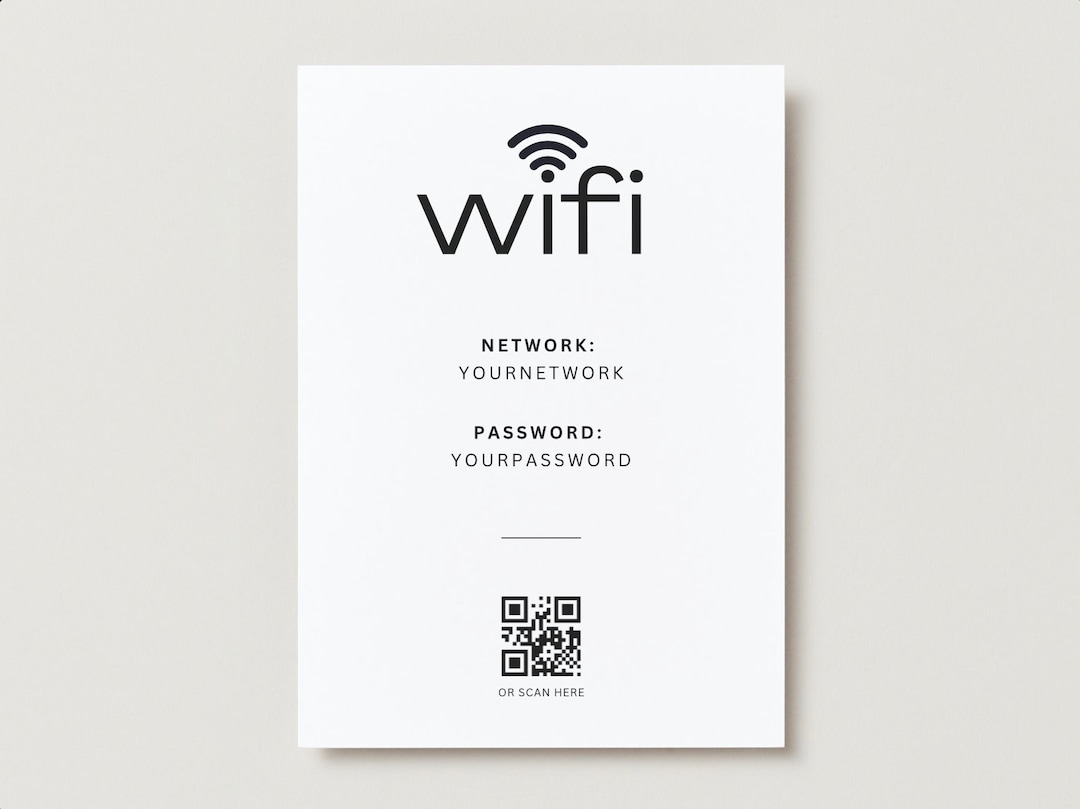 Wifi Printable, QR Code Sign, QR Wifi, Wifi Password Sign Printable ...