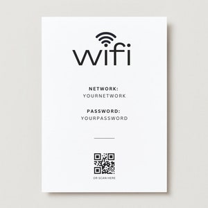 Wifi Printable, QR Code Sign, QR Wifi, Wifi Password Sign Printable ...