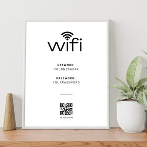 Wifi Printable, QR Code Sign, QR Wifi, Wifi Password Sign Printable ...