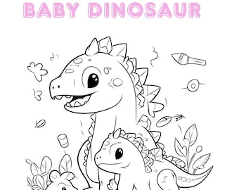 Utskrivbar målarbok med dinosaurieungar för småbarn och barn, 24 originella designer