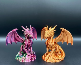 3D Printed Twilight Dragon Statue: Fantasy Desk & Bookshelf Decor