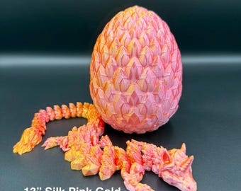 3D Printed Articulated Alicorn Dragon with Egg: Fantasy Desk Toy and Bookshelf decoration