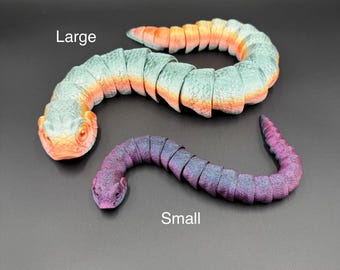 3D Printed Hognose Snake Articulated Reptile Figurine Toy Unique Stocking stuffer Snake Desk Decor