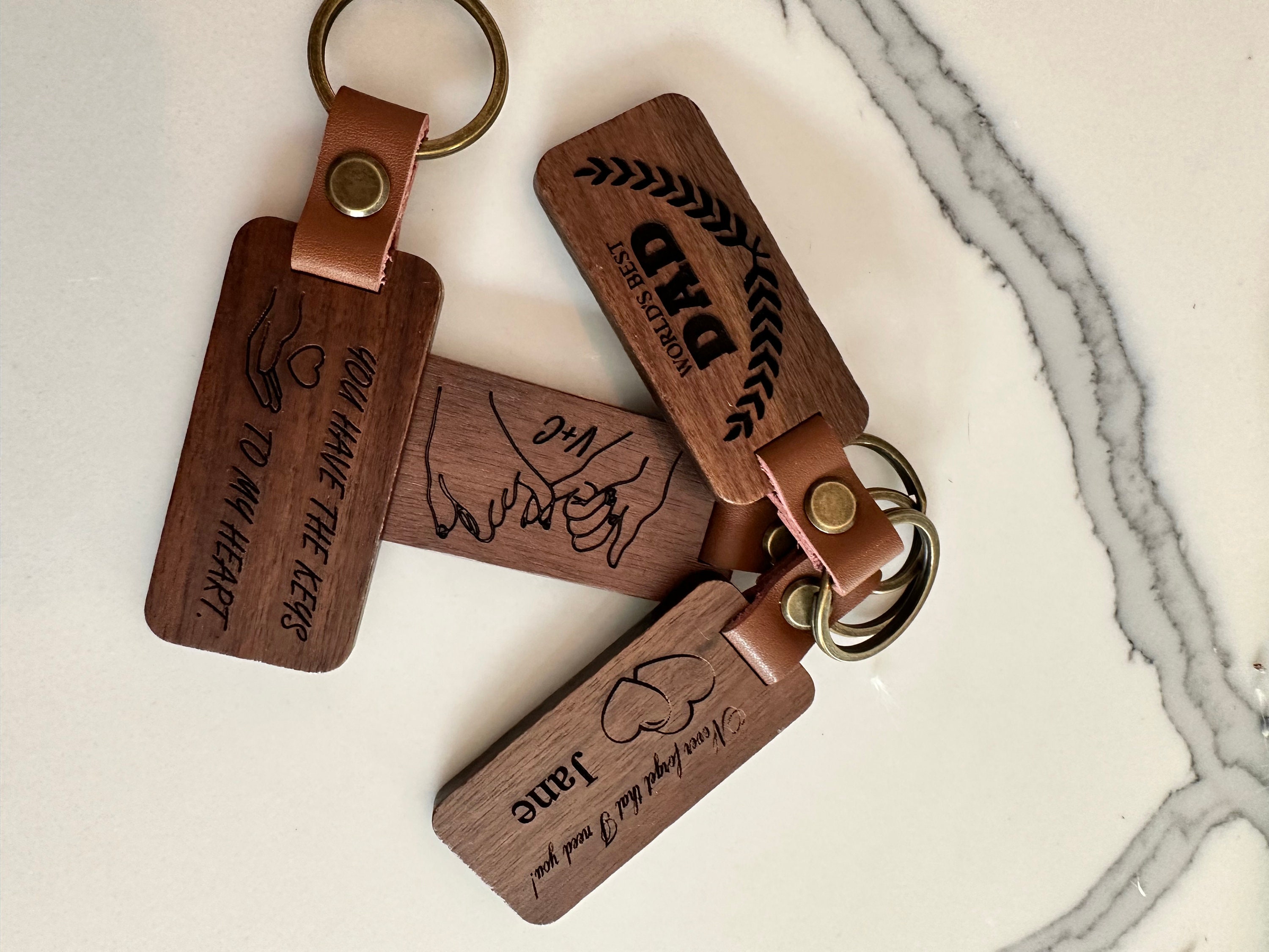 Customize Wood Key Chain, Engraved Keychain Gift for Home, Car, Office