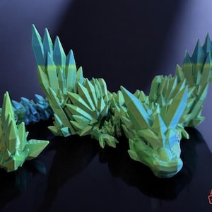 3D Printed Articulated Crystal Dragon with Wings : Fantasy Figurine, Collectible Toy & Desktop Decor, Bookshelf Decor, Toddler Gift, Sensory