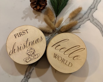 Wooden Monthly Baby Milestone Discs for Photography, Newborn Announcements & Shower Gifts