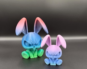 3D Printed Angry Bunny Figurine - Sarcastic Desk Decor