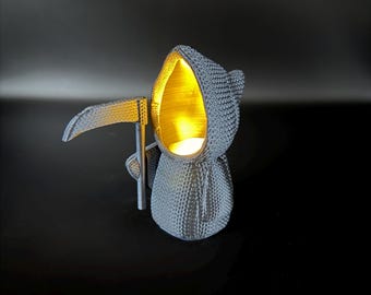 Grim Reaper Tea Light Holder 3D Printed Gothic Candle Decor Spooky Lantern Shelf Decoration