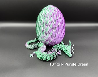3D Printed Articulated Chinese Dragon with NEW Egg Figurine: Fantasy Desk Toy, Bookshelf decor