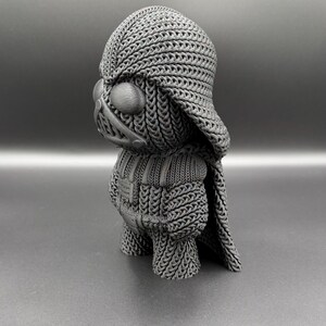 3D Printed Crochet Star Wars Set Stormtrooper Darth Vader & Grogu Pod Knit Style Figurines Cute Sci-Fi Shelf Decor image 9