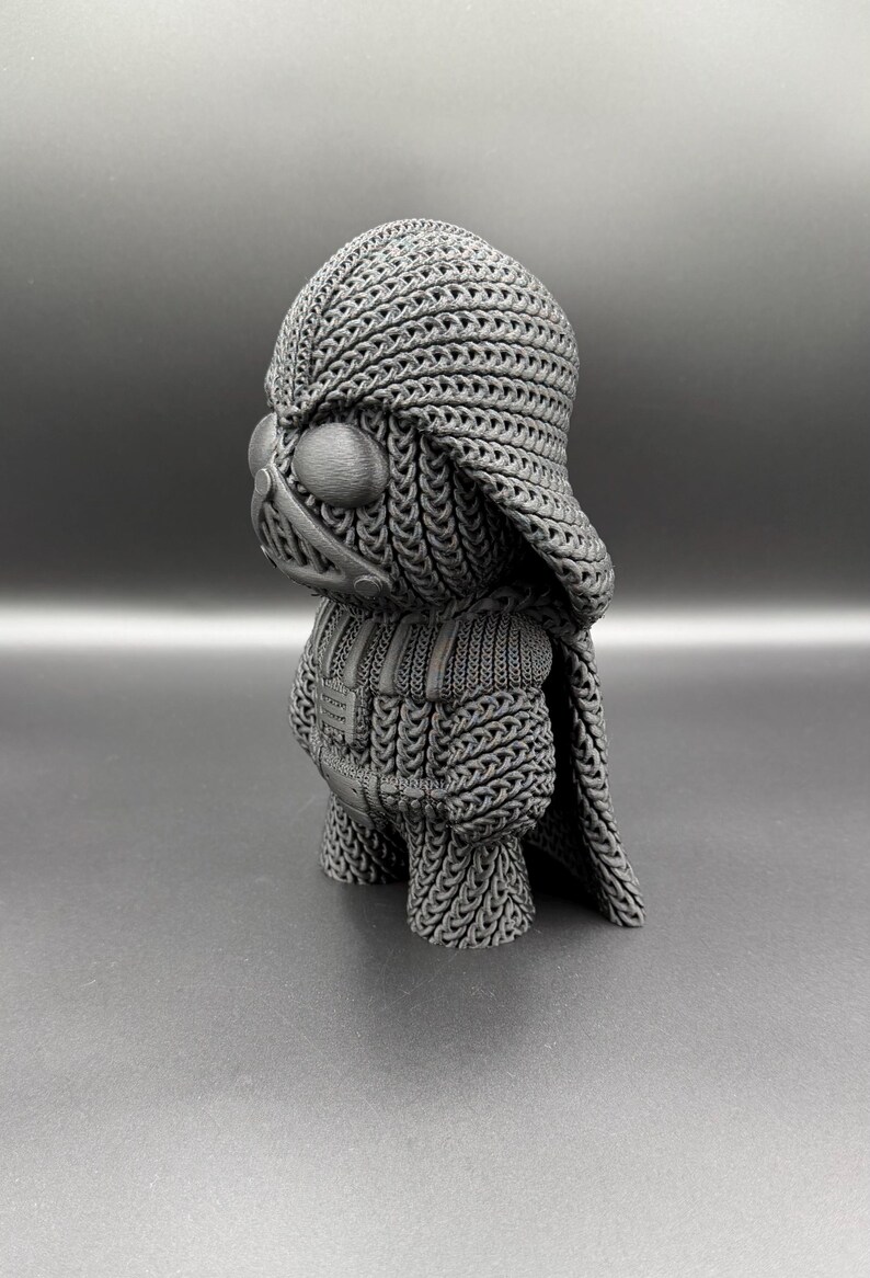 3D Printed Crochet Star Wars Set Stormtrooper Darth Vader & Grogu Pod Knit Style Figurines Cute Sci-Fi Shelf Decor image 9