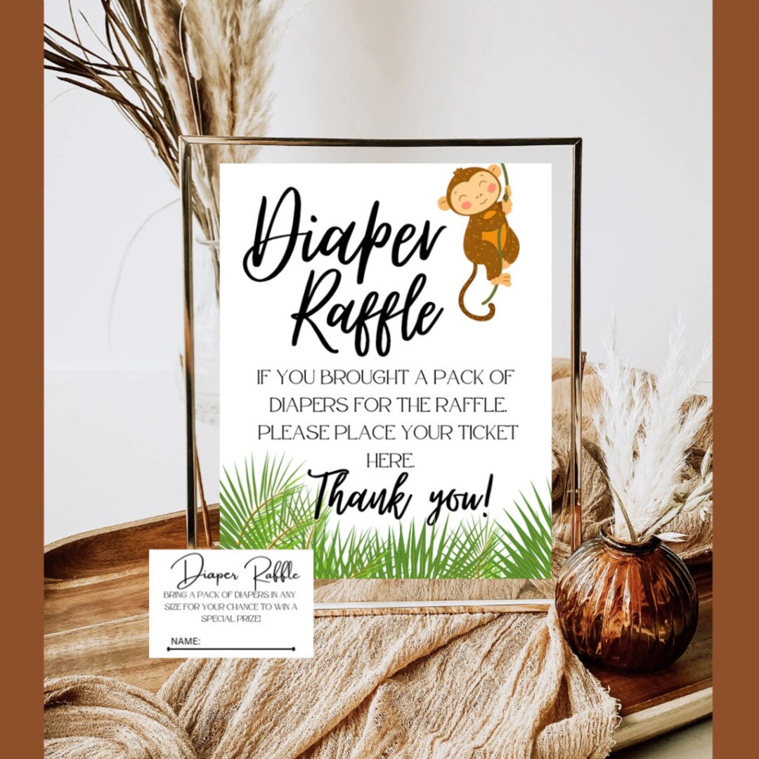 UNLIMITED Jungle Themed Diaper Raffle Game- Digital Download, Monkey ...