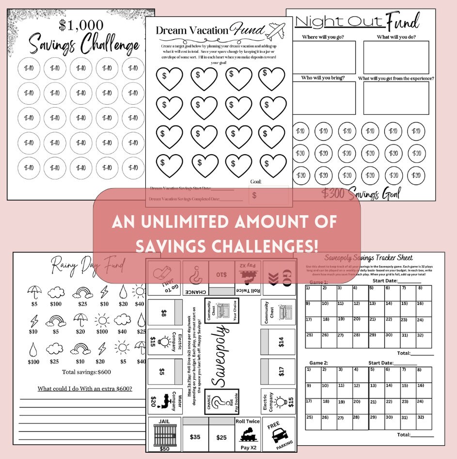 Savings Challenge Bundle Printable Savings Challenge Book - Etsy