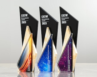 Custom Award, Add Logo, Custom Background, Free Design, Employee Award, Achievement Award, Business Award,  Marble Trophy