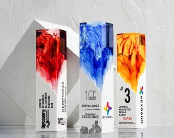 Trophée personnalisé, Logo à ajouter, Récompense d'employé, Récompense d'excellence, Cadeau d'entreprise, Trophée en résine