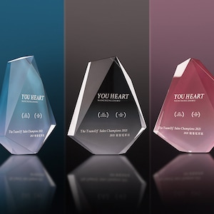 Custom Trophy, Add Logo, Employee Award, Achievement Award, Business Gift, Crystal Trophy