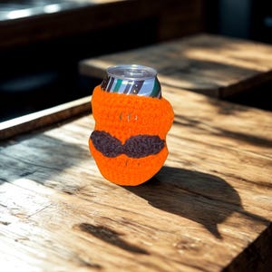 Crochet Can Cozie (with mustache)