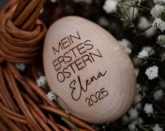 Erstes Ostern Ei aus Holz personalisiert mit Name *Osterhase * Ostergeschenk * Ostern * Geschenk zur Geburt * Baby *