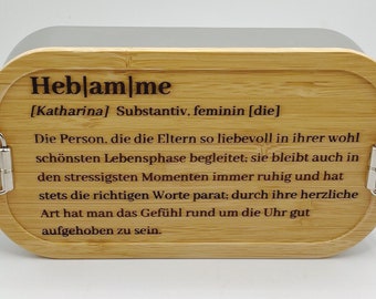 Hebamme Geschenk Lunchbox mit Deckel aus Bambus personalisiert Brotdose Brotbox Frühstück Vesper Danke