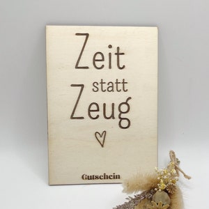 Waardebon voor tijd en mooie momenten kaart cadeau souvenir hout cadeau idee verjaardag graveren