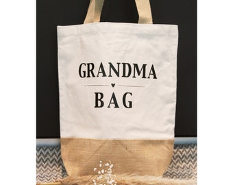 Grandma Bag Tasche Tragetasche Handtasche Jute Canvas Baumwolle Oma Mama Mommy Shopper