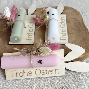Ostergeschenk Hase mit Kerze und Trockenblumen personalisierbar mit Name Geschenk zu Ostern Bild 4