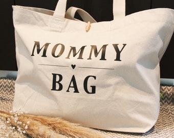 Mommy Bag groß Tasche Kliniktasche Strandtasche Tragetasche Handtasche Jute Mama Shopper nachhaltig Bio Baumwolle