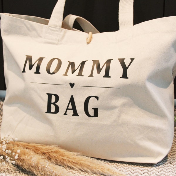 Mommy Bag groß Tasche Kliniktasche Strandtasche Tragetasche Handtasche Jute Mama Shopper nachhaltig Bio Baumwolle