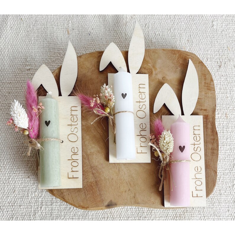 Ostergeschenk Hase mit Kerze und Trockenblumen personalisierbar mit Name Geschenk zu Ostern Bild 6