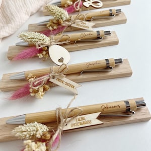 Penna a sfera di Pasqua personalizzata con nome - come regalo - dal coniglietto pasquale - bambù - Caro auguri di Pasqua